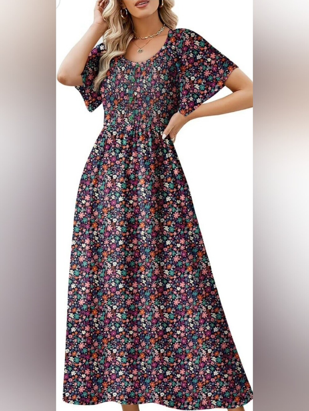 Women's square Neck Maxi Dress